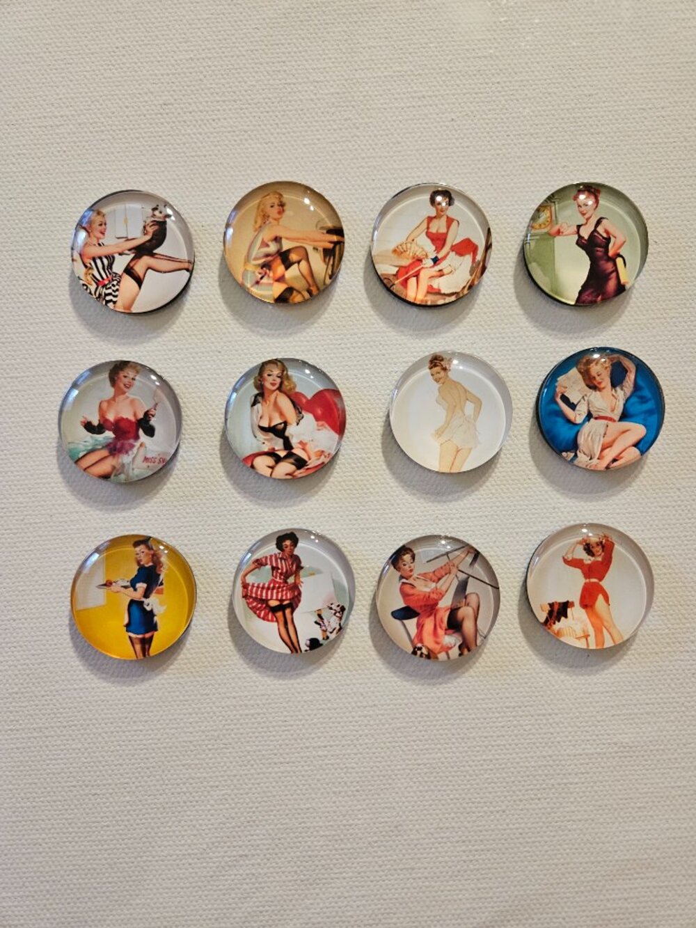 Pin-Up Girls Glass Magnets-Set of 12